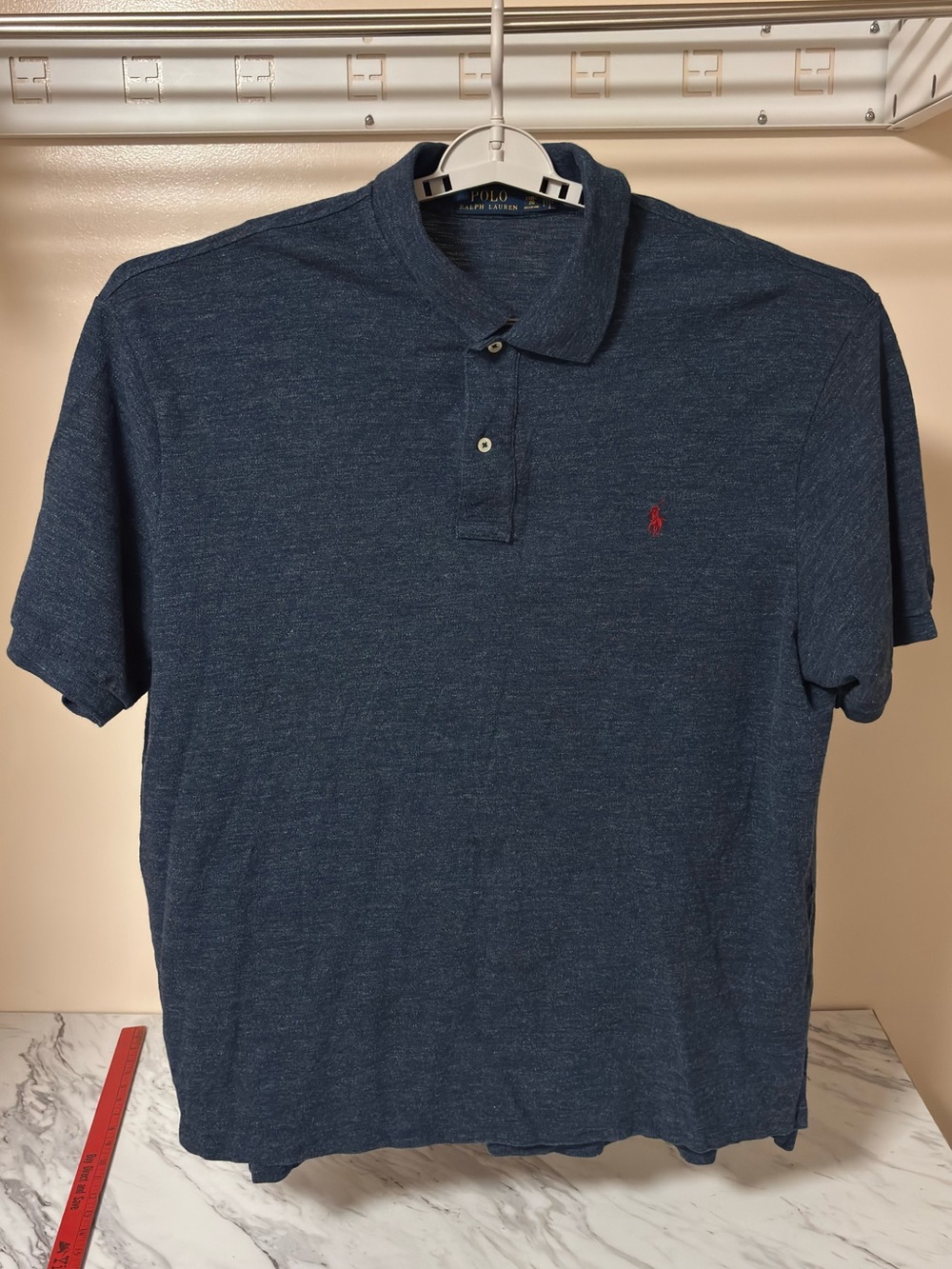 Ralph Lauren Heather Navy Short-Sleeve Polo with Red Pony